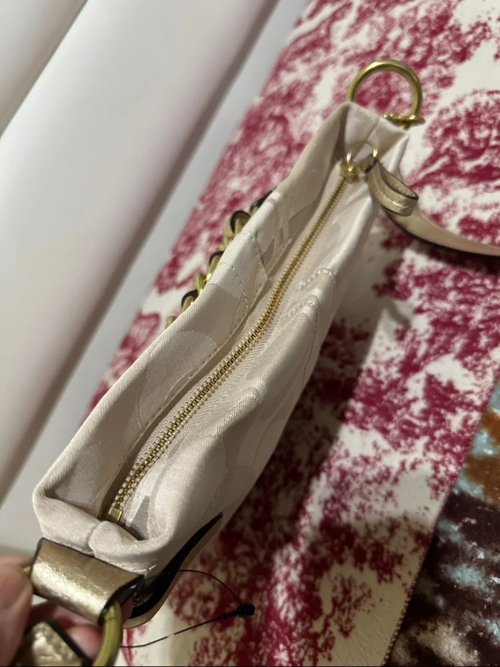 Coach Metallic Gold and Cream Signature Crossbody Shoulder/Crossbody Bag - Picture 11 of 15